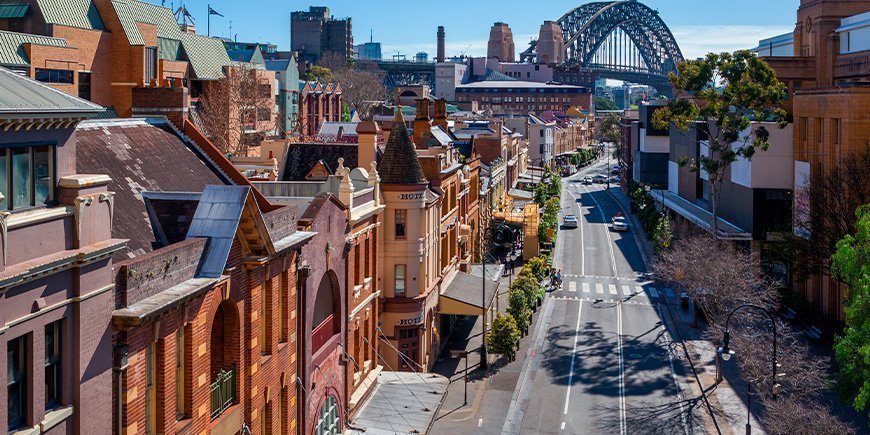 Overblik over the Rocks i Sydney
