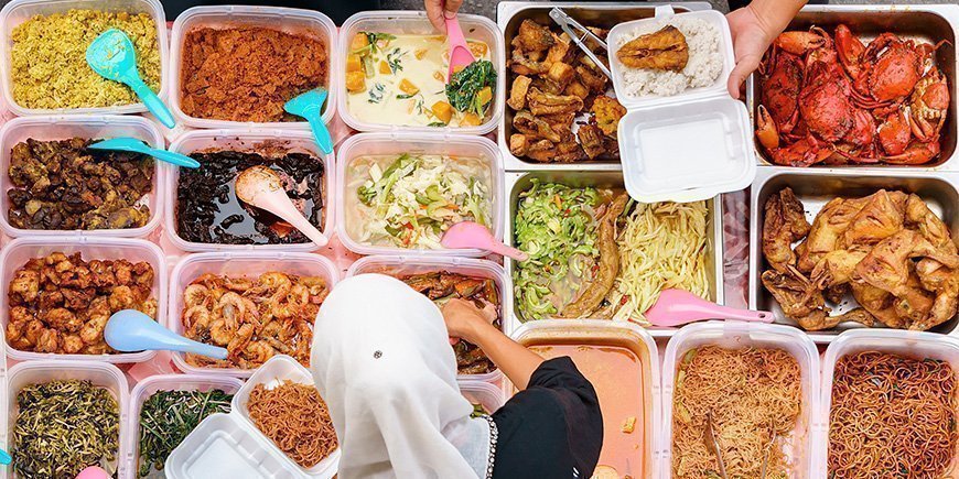 Street food-marked på Borneo i Malaysia