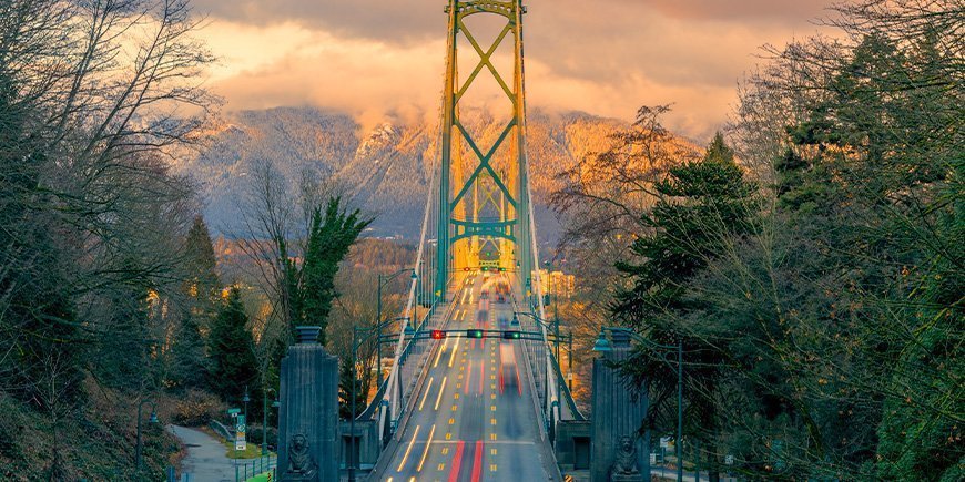Lions Gate Bridge i Vancouver i Canada