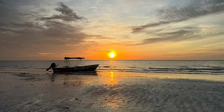 Solnedgang på Isla Holbox i Mexico